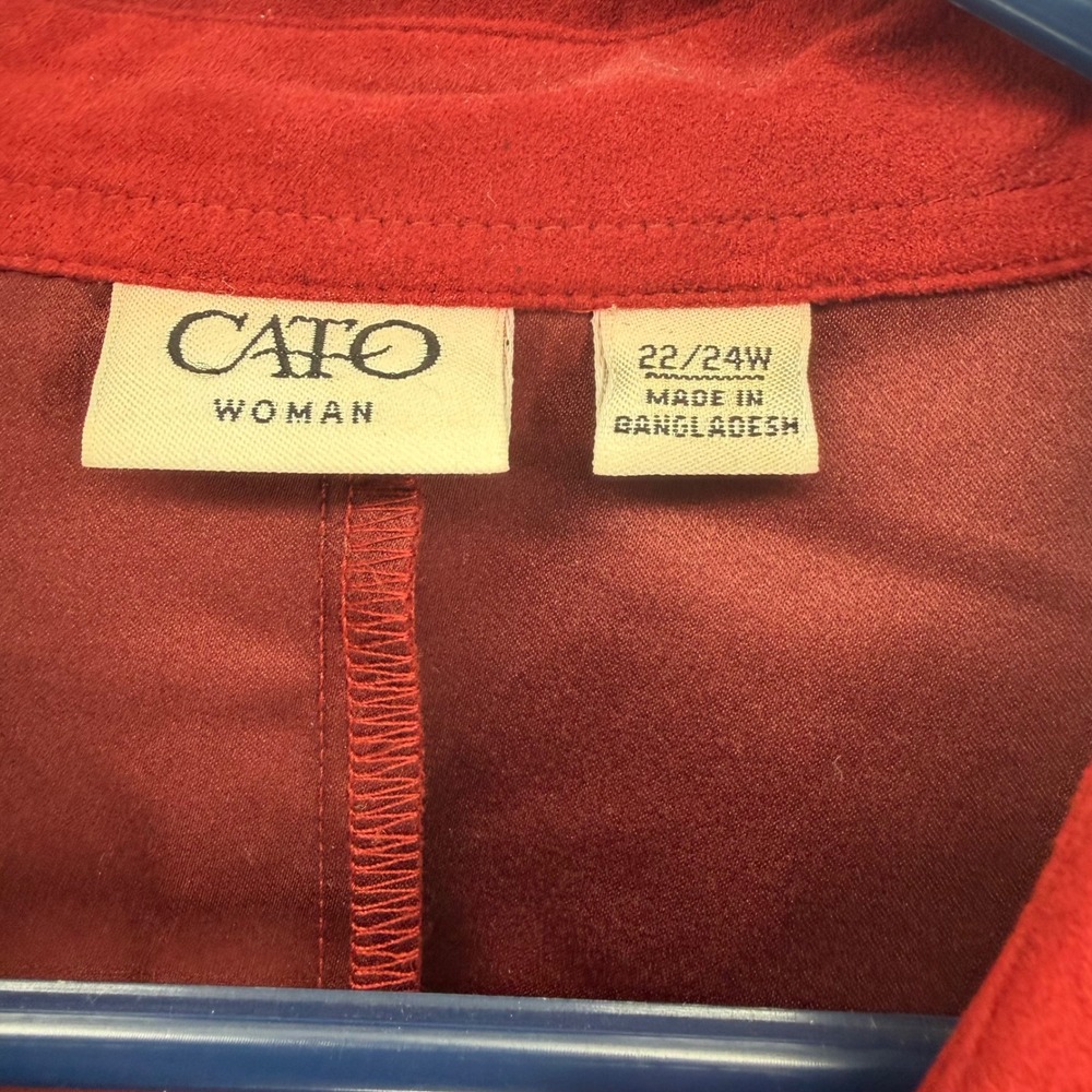 Cato Blazer Women 22/24 Deep Red Velour Faux Suede Button Up Old Money Office 2X - Picture 5 of 8